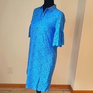 Banana Republic Blue Lace Flutter Sleeve Dress Size S